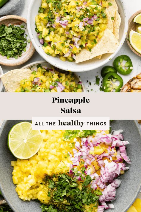 This delicious Pineapple Salsa is so flavorful and made with just a few simple ingredients. It's the perfect party appetizer or snack! Pineapple Appetizers, Pineapple Salsa Recipe, Healthy Appetizer Recipes, Cilantro Lime Chicken, Pineapple Salsa, Party Appetizer, Catering Food, Easy Appetizer Recipes, Salsa Recipe