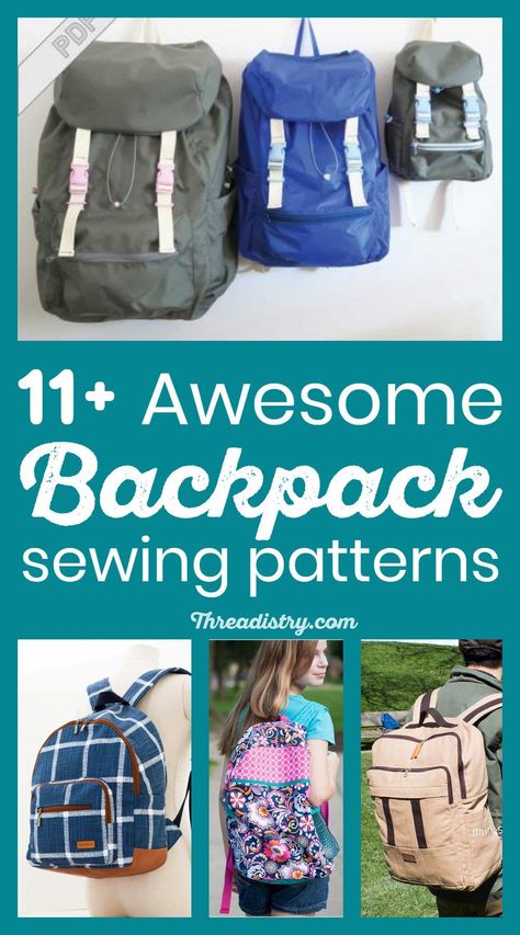 Here's an awesome collection of DIY backpack sewing patterns (or is it a rucksack) for school, work, travel or hiking. Large enough for a laptop and books, these are a great back to school sewing project. Backpack Sewing Patterns, Diy Laptop Bag Pattern, Diy Backpacks, Backpack Patterns, Diy Laptop Bag, Purses Diy, Diy Backpack Pattern, Clothing Construction, Backpack Diy