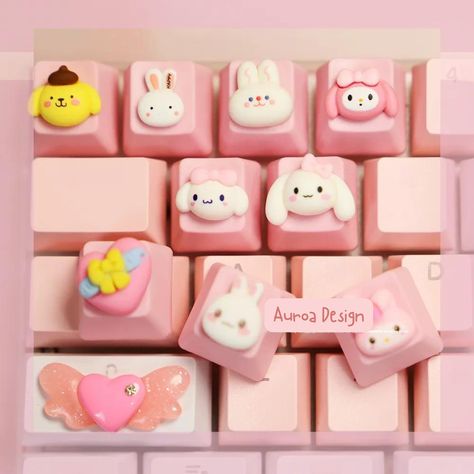 Clay Keycaps, Cute Keycaps, Ceramic Keycaps, Custom Keycaps, Pastel Keycaps, Cute Key Caps, Kirby Keycap, Y2k Inspo, Sanrio Keycaps