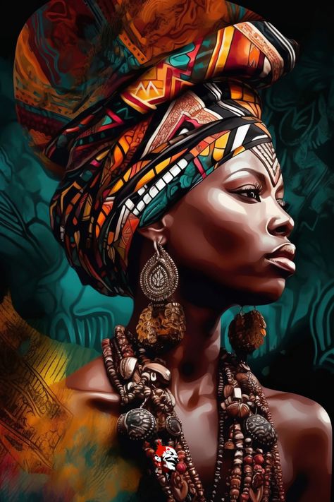 Glow Anime, African Portraits Art, African Women Painting, Black Power Art, Africa Art Design, African Women Art, Afrique Art, African Paintings, Afrikaanse Kunst