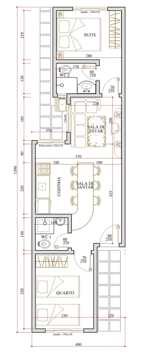 Narrow House Plans, Long House, Small Cottages, Narrow House, Modern House Plans, Building Plans, Small House Plans, Architecture Plan, House Layouts