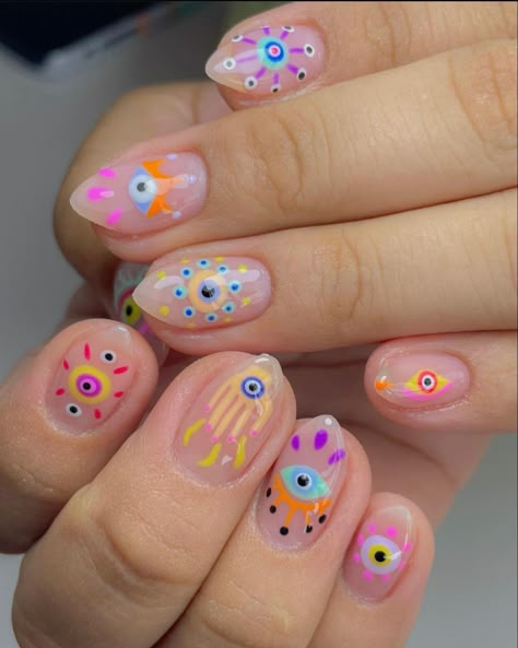 Evil Eye Nails, Mens Nails, Hippie Nails, Manicure Y Pedicure, Fire Nails, Funky Nails, Short Acrylic Nails, Perfect Nails, Nails Inspo