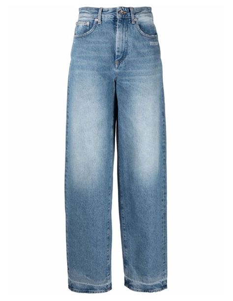 Blue "Corporate" baggy jeans OFF-WHITE - FW22 Clothes White Background, Manchester House, Virgo Rising, Baggy Wide Leg Jeans, Baggy Denim Jeans, Off White Jeans, Off White Clothing, High Waist Wide Leg Jeans, Slouchy Jeans