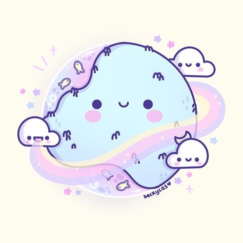 Becky Cas on Instagram: “Kawaii Planet 💕🌈 Hi guys! How is your Saturday going? Today I wanted to have some fun drawing, so I stoped all work and joined this cute…” Doodles Kawaii, Kawaii Planet, Planet Drawing, Cute Animal Drawings Kawaii, Cute Kawaii Drawings, Kawaii Doodles, Kawaii Stickers, Cute Little Drawings, Kawaii Wallpaper