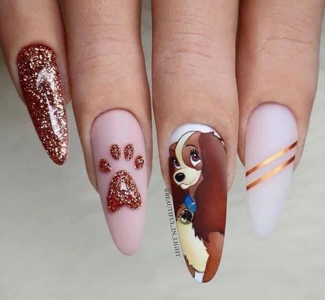 Cartoon Character Nail Art, Short Almond Nail Designs, Dessert Nails, Beach Nails Art, Nails Art Tutorial, Disneyland Nails, Character Nail Art, Nail Designs 2022, Almond Nail Designs