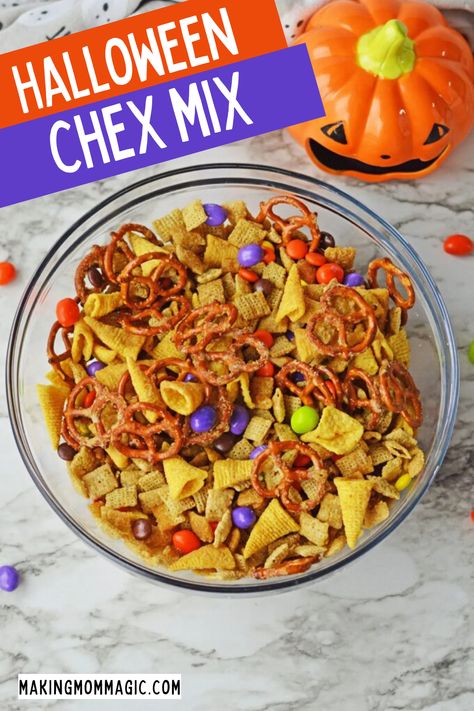 Chez Mix Recipes, Halloween Chex Mix Recipes, Chez Mix, Sweet Chex Mix, Sweet Chex, Homemade Chex Mix, Chex Mix Recipe, Reese's Pieces, Rice Chex