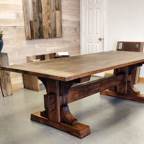 Reclaimed Oak Farm House Table. Color: Distressed Brown Trussle Table, Farm Tables, Wood Farm House Table, Reclaimed Wood Dinner Table, Reclaimed Wood Dining Table Rustic, Large Rustic Wooden Table, Farm Style Dining Table, Wooden Outdoor Table, Canticorner Recaimed Barnwood Table