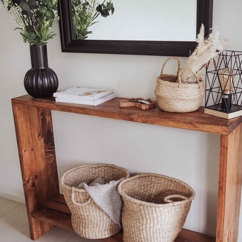 So what do you think of this rustic table? Would this look nice in your home? Ask me anything! Entryway Table Farmhouse, Farmhouse Entry Table, Rustic Entryway Table, Farmhouse Entry, Table Hallway, Rustic Entryway, Hallway Console, Table Farmhouse, Entryway Mudroom