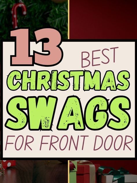 Christmas Spray Wreath Door Swag, Christmas Window Swags Indoor, Swag Ideas For Christmas, Christmas Window Swags Outdoor Diy, Christmas Swags For Outdoor Lights, Christmas Door Swag Ideas, Holiday Swags Front Doors, Teardrop Christmas Swag, Front Door Christmas Swag