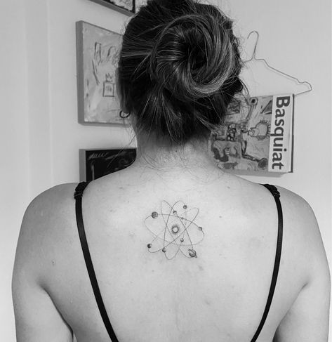 Atoms Tattoo, Atom Tattoo, Solar System Tattoo, Molecule Tattoo, R Tattoo, Line Work Tattoo, Dot Work Tattoo, Book Tattoo, Black B