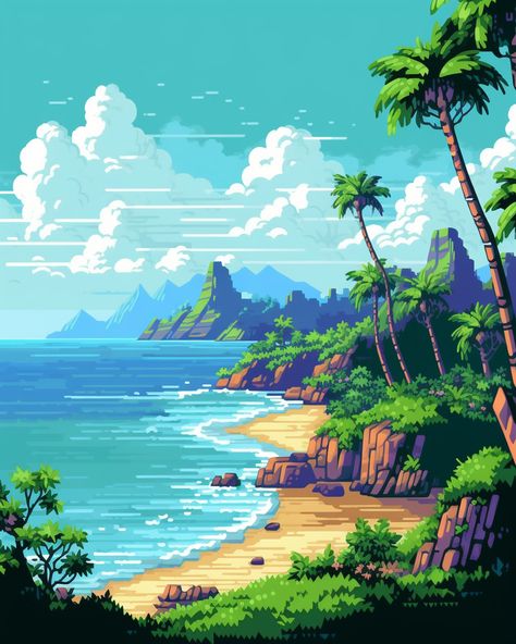 Escape to pixelated paradise with our Hawaii Beach Art Print! 🏝️🎨 Transform your space into a pixelated dreamscape. Add a touch of tropical bliss to your home or office. Shop now for pixel-perfect serenity! 🌊🖼️ #PixelArt #BeachPrint #HawaiiParadise Digital Beach Art, Hawaii Pixel Art, Tropical Pixel Art, Beach Pixel Art, Pixel Beach, Space Pixel Art, Hawaiian Roller Coaster Ride, Beach Digital Art, Pixel Background