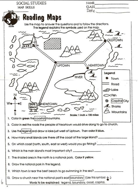 Social Studies Maps, Map Skills Worksheets, 6th Grade Worksheets, Third Grade Social Studies, 3rd Grade Social Studies, Geography Worksheets, 4th Grade Social Studies, History Worksheets, Kindergarten Social Studies