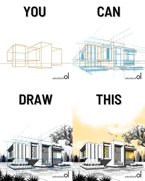 design•illustration•tutorials on Instagram: “4 easy to follow steps I use when creating 2 point perspectives on Procreate . Don’t forget to save for inspiration later! . . . . .…” Perspective Procreate, Perspective Architecture Drawing, 2 Point Perspective House, 2 Point Perspective, One Point Perspective Drawing, Markers Drawing Architecture, Architect Portfolio Design, 2 Point Perspective Drawing, Architecture Drawing Plan