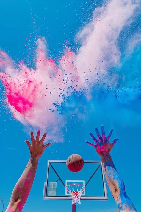 Slam Dunk Basketball Gender Reveal Ideas! Gender Reveal Basketball Theme, Basketball Gender Reveal, Basketball Kit, Dunk Basketball, Basketball Decorations, Dorm Room Wall Art, Pink Basketball, Gender Reveal Ideas, Basketball Theme