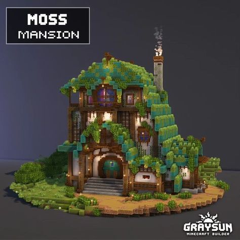 Minecraft Greenery House, Cute Mc Builds House, Minecraft Dock Design Cottagecore, Minecraft Dragon Head Display, Minecraft Mountaintop House, Moss Farm Minecraft, Minecraft Building Ideas Fantasy House, Town Layout Minecraft, Swamp Minecraft Builds