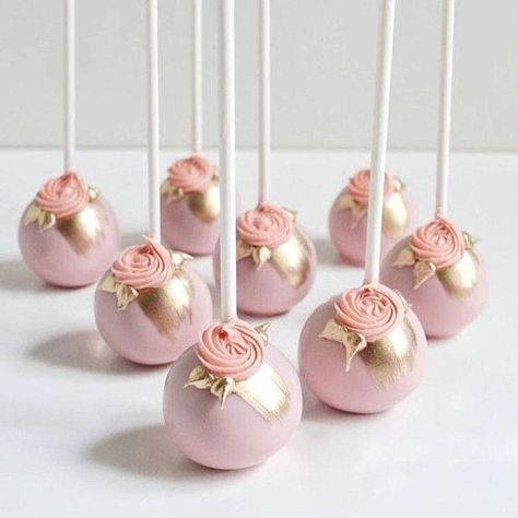 Quinceanera party supplies - Cake Pops | CatchMyParty.com #catchmyparty #partyideas #partysupplies #quinceanera #quinceaneracakepops #girlbirthday #quinceanerapartyfood Rose Cake Pops, Pink Rose Cake, Pink Cake Pops, Cake Pop Designs, Wedding Cake Pops, Cake Pops How To Make, Cake Pop Recipe, Quinceanera Party, Monkey Bread