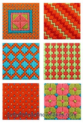 Coaster size stitch samplers gingerbreadsnowflakes.com/node/698 Pola Jaring, Canvas Coasters, Bargello Patterns, Sashiko Pattern, Bargello Needlepoint, Plastic Canvas Coasters, Plastic Canvas Stitches, Needlepoint Stitch, Plastic Canvas Tissue Boxes