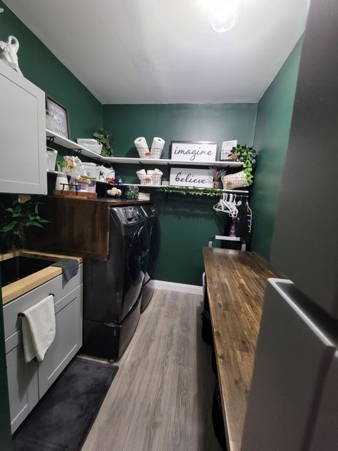 Dark Green Laundry Room Walls, Laundry Room Green Walls, Hunter Green Sherwin Williams, Dard Hunter Green Sherwin Williams, Emerald Green Laundry Room, Green Laundry Room Walls, Dark Green Laundry Room, Dard Hunter Green, Green Sherwin Williams