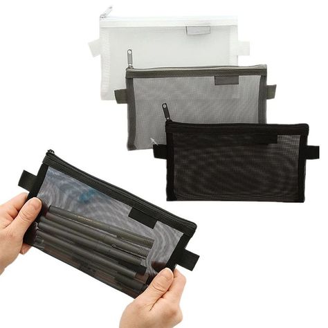 1Pc Stationery Pen Storage Bag Simple Transparent Mesh Pencil Case Mesh Zipped Pouch Home Office Pencil Bag Mesh Pencil Case, Pen Storage, Girly Bags, Pencil Bag, Black Mesh, Storage Bag, Pencil Case, Home Office, Pencil