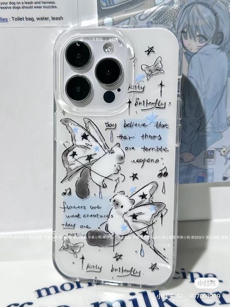 Korean Graffiti, Graffiti Star, Phone Obsession, Cute Wings, Phone Essentials, Diy Phone Case Design, Creative Iphone Case, Cat Phone Case, Star Mobile