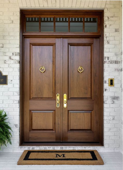 Four Board Woodworks | Portfolio Walnut Front Door, Industrial Color Palette, Wood Front Door, Main Doors, House Main Door, House Front Door Design, Steel Front Door, House Main Door Design, Door Design Photos