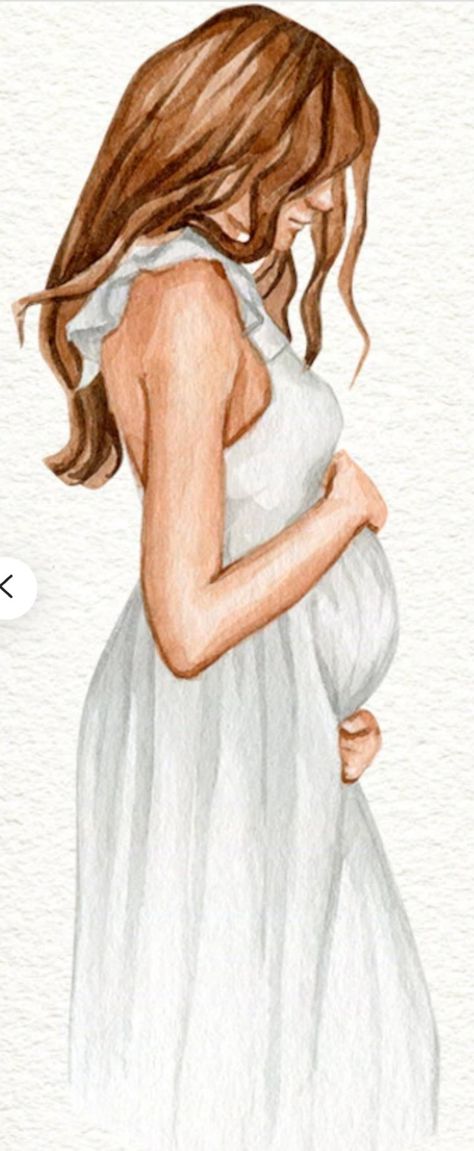 Pregnant Lady Illustration, Wedding Dress Drawings, Dress Drawing, Woman Illustration, Pregnant Woman, Growing Family, Woman Drawing, Pregnant Women, Watercolor Paintings