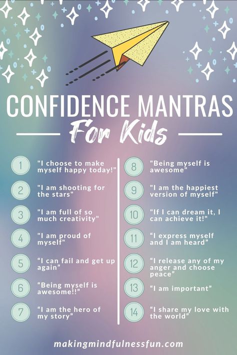 Affirmations For Parenting, I Am Kind Affirmation, Self Love For Kids Activities, Confidence Building Activities For Kids, Affirmation Crafts, Self Confidence Building For Kids, Building Confidence In Kids, Mantras For Kids, Morning Affirmations For Kids