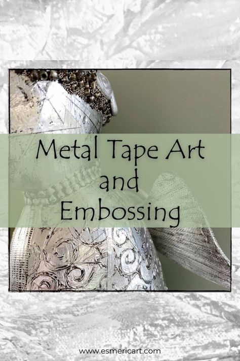 Metal Embossing Art Ideas, Foil Relief Art, Metal Crafts Diy, Metal Tape Art, Foil Ornaments, Enameling Techniques, Sheet Metal Crafts, Tin Foil Crafts, Embossed Paper Art