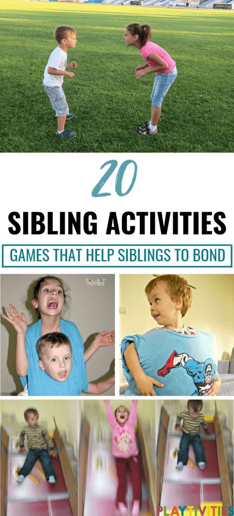 20 Sibling Games To Bond, Compete and Cooperate! Activities for siblings that are easy to set up, can be played independently, help siblings bond, be a team member and even have some healthy competition. I picked our favorite sibling activities to share with you today!#SiblingGamesForKids#HilariousGamesForFamily#GamesForFamily #ActivitiesForKids#TimeWithFamilyIdeas#ActivitiesIdeasForKids #20SiblingGames#MustPlayGamesForKids Activities For Siblings, Sibling Activities, Game Night Ideas Family, Healthy Competition, Favorite Sibling, Photos Black And White, Kitchen 2020, Sibling Relationships, Family Fun Night