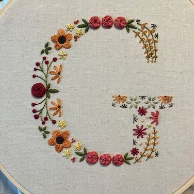 Buy Embroidery Pattern for Floral Letter g Alphabet Online in India - Etsy G Alphabet, Initial Embroidery, Hand Embroidery Letters, R Initial, Easy Cross Stitch Patterns, Floral Alphabet, Embroidery Alphabet, Embroidery Letters, Hand Embroidery Projects