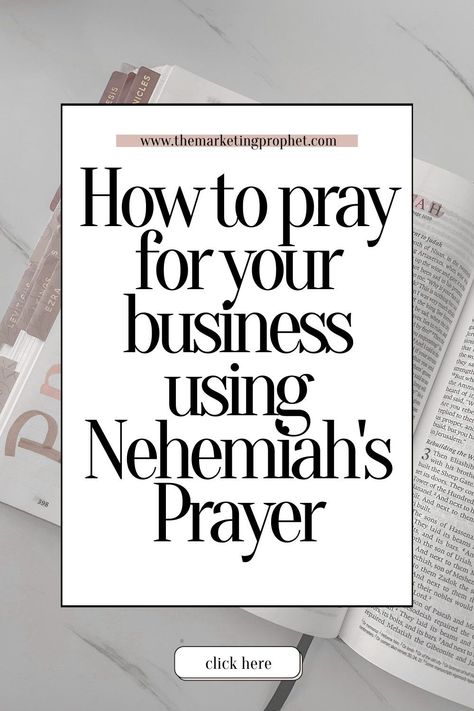 Have you ever sat down and prayed for your business? As Christian entrepreneurs, it can be difficult to learn how to pray for your business because there isn’t much talk about entrepreneurship in the bible...or is there? The bible can be your go-to business book! Believe it or not, there’s a lot of business advice about entrepreneurship in the bible! Learn how to create a business prayer strategy using Nehemiah's prayer. Click here to learn how! Praying For Your Business, Best Business Advice Quotes, Nehemiah Prayer For Business, Prayers For My Business, Praying Over Your Business, Entrepreneur Scripture, How To Pray Over Your Business, Prayer For Business Growth, Prayers For Business Success