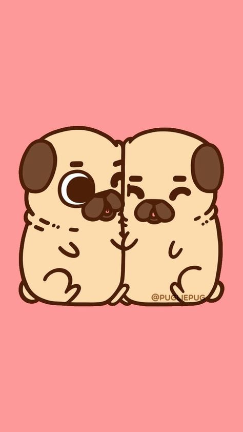 Pug Wallpaper, Pug Cartoon, Pug Art, Cute Kawaii Drawings, Dog Wallpaper, Cute Pugs, Kawaii Doodles, Pug Love, Cat Treats