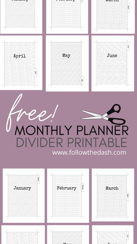 Make your planner pleasingly ingenious and simple with these Typewriter Design Monthly Planner Divider Printables! #freeprintable #planneraddcit #planneraccessories #plannerdivider A6 Binder Journal Printable, Planner Dividers Printable Free, Printable Meal Planner Monthly, 2024 Planning, Printable Organizer, Free Printable Monthly Planner, A5 Planner Printables, Alphabet Letter Templates, Monthly Printable