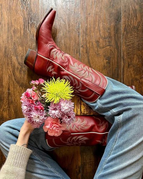 The Annie - Scarlet | Tecovas Tall Cowgirl Boots, Womens Cowgirl Boots, Cowgirl Boot, Leather Western Boots, Chunky Heels Boots, Wrap Heels, Red Boots, Rubber Heels, Classic Leather