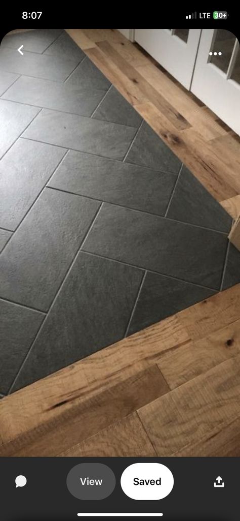 Black Slate Herringbone Floor, Black Tile Laundry Room, Black Slate Bathroom Floor, Kitchen Flooring Ideas Tile, Black Herringbone Floor, Entryway Tile Floor, Black Tiles Kitchen, Black Herringbone Tile, Dark Tile Floors