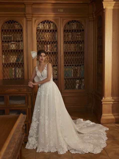 Historic Home Wedding, Demetrios Bridal, Magic Room, Illusion Design, Bridal Jacket, Simple Fits, Classic Wedding Dress, Bridal Salon, Chapel Train