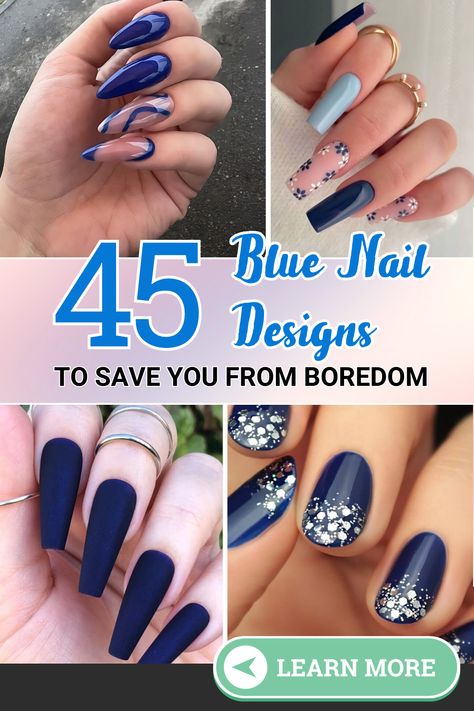 Pretty Blue Nails Navy Nails Design, January Nail Designs, Blue Nail Color, Blue Gel Nails, Navy Nails, Navy Blue Nails, Stunning Nails, Nails Arts, January Nails