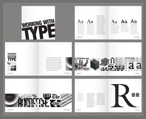 I really like the contrast of black and white in this book layout. I think a similar approach would work for this upcoming book project. There is a strong grid that is carried through each spread, which makes the content flow nicely. Layout Editoriale, Typography Book Design, Design De Configuration, Booklet Layout, Mises En Page Design Graphique, 잡지 레이아웃, Logos Retro, Typography Book, Template Brochure