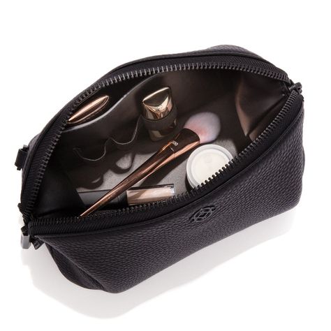 Dagne Dover  Lola Pouch Onyx Leather Cosmetic Bag Organization, Dagne Dover, Leather Makeup Bag, Ideal Shape, Face Forward, Essential Bag, Looks Chic, Work Bag, Best Face Products