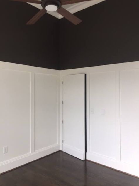 Hidden Door in wainscoting! Panelling With Hidden Door, Hidden Door Basement, Hiding Attic Door In Bedroom, Board And Batten Hidden Door, Wainscoting Hidden Door, Panelled Hidden Door, Wainscoting Door, Hidden Attic Access Door In Wall, Hidden Door Behind Cabinet