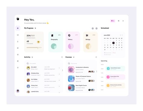 Fun design with nice muted colors. Gamification Education, App Dashboard, Website Design Inspiration Layout, Ui Design Dashboard, Web Dashboard, Dashboard Ui, Web Ui Design, App Template, Learning Platform