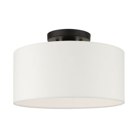 Livex Lighting Meridian Black 13-Inch One-Light Semi-Flush Mount 41097-04 | Bellacor Master Brand, Hallway Bathroom, Semi Flush Ceiling Lights, Livex Lighting, Flush Ceiling Lights, Semi Flush Mount, Flush Mount Lighting, Flush Mount Ceiling, Drum Shade