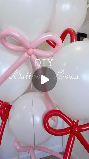 How To Make A Heart Balloon Arch, How To Make Bow Balloons, Balloon Bows Diy, How To Tie Two Balloons Together, Long Balloons Decoration, Tulle Decorations Diy Parties, Bow Graduation Party, Balloons With Bows, Bow Balloon Garland