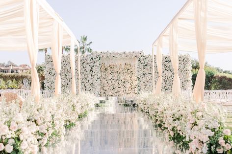 Ethereal Wedding with Magnificent Floral Walls Featured on Style Me Pretty - Flowers by Cina Konsep Wedding Outdoor, Reception Ceiling, Monarch Beach Resort, Ceremony Styling, Floral Walls, Dream Wedding Decorations, Wedding Floral Design, Ethereal Wedding, Wedding Ceremony Flowers