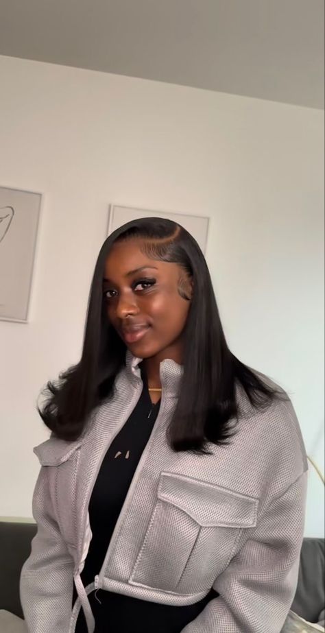 Side Part Quick Weave Straight, Straight Side Part Wig, Curled Ends, Sew In Wig, Air Style, Pressed Natural Hair, Short Hair Back, Silk Press Natural Hair, Sew In Hairstyles