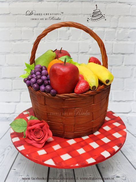 Fruit Basket Cake Fruit Basket Cake, Basket Cake, High Tea Party, Mini Cakes Birthday, Cakes For Women, Fruits Basket, Edible Art, Fruit Basket, Mini Cakes