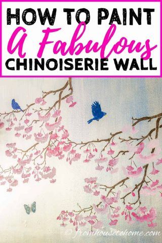 How To Recreate DIY Chinoiserie Wallpaper On A Budget Diy Chinoiserie, Expensive Wallpaper, Paint Walls, Japanese Cherry Tree, Chinoiserie Pattern, Butterfly Stencil, Tree Stencil, Wall Diy, Chinoiserie Wall