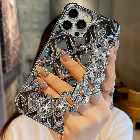 PRICES MAY VARY. ❥【Compatible with Apple iPhone 14 Pro Max 6.7 inch��】the Luxury Aesthetic Diamond Rhinestone Glitter Sparkly Wrist Strap Elegant Case is Perfectly ONLY Compatible with iPhone 14 Pro Max 6.7 inch (2022),Not fit for other phone models. Note: the case can not support the wireless charger. ❥【Glitter Diamond Hand Chain Bracelet】Hand strap loopy behind the case, designed to put your finger through when holding your phone, it prevents falling and make sure to operate phone safely. We dec Luxurious Decoration, Accessories Ear, Wrist Bracelet, Mobile Phone Covers, Glitter Phone Cases, Cover Iphone, Luxury Diamonds, Feather Pattern, Bracelet Chain