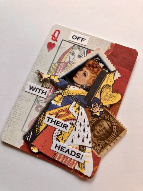 Art Using Playing Cards, Collage Playing Cards, Playing Card Collage, Post Card Art, Playing Card Crafts, Playing Cards Art, Art Trading Cards, Diy Journal Books, Playing Cards Design