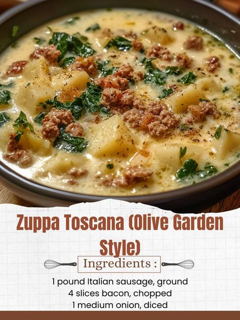 Creative Cookery Zappa Toscana Soup, Zappa Toscana, Olive Garden Zuppa Toscana Soup, Toscana Soup Recipe, Creative Cookery, Olive Garden Zuppa, Homemade Potato Soup, Olive Garden Zuppa Toscana, Zuppa Toscana Soup